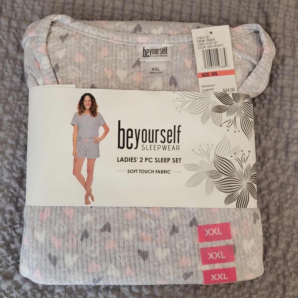 Two (2) Piece Gray Heart Pajamas